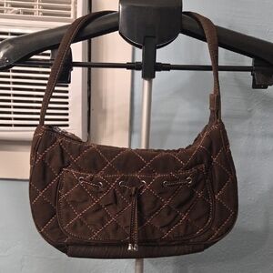 Vera Bradley Elegant Brown Quilted Shoulder Bag Hobo Bag